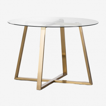 Salyms Round Steel & Glass Table (110 Cm) Clear - Sklum