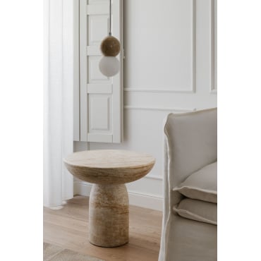 Round side table in travertine-look cement (Ø50 cm) Ribeseya - SKLUM