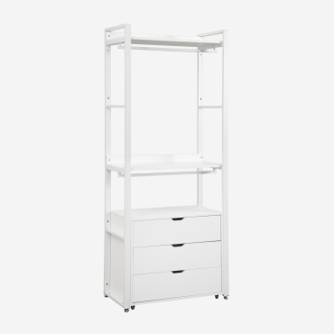 Open Wardrobe With Steel And Wood Drawers Ariaster White - Sklum
