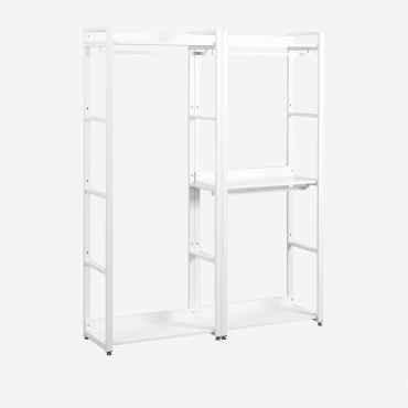 Open Modular Wardrobe 2-piece With Steel And Wood Rack Ariaster White - Sklum