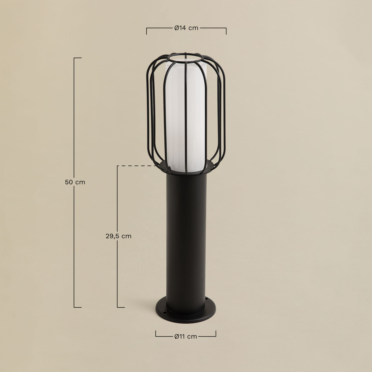Arveta stainless steel outdoor beacon, MEASURES