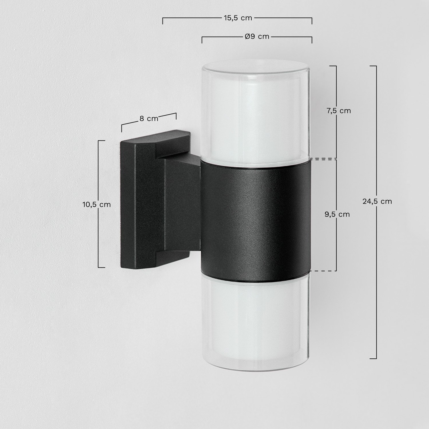 LED outdoor wall light in aluminum with 2 Fialon light points - SKLUM