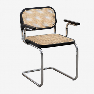 Pack Of 4 Tento Dining Chairs With Armrests Plain Black & Grey Brass - Sklum