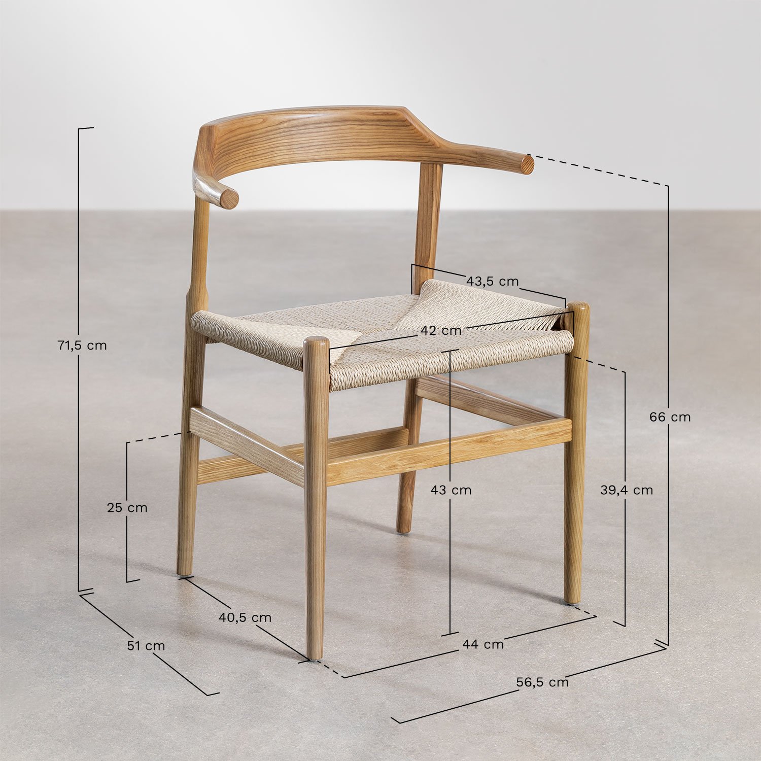 Pack of 4 New Noel ash wood dining chairs, MEASURES