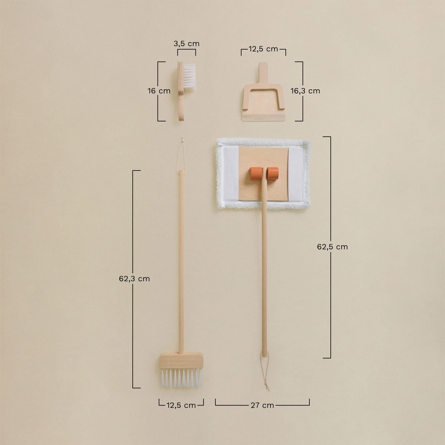 Ashley Kids Wooden Cleaning Cart, MEASURES