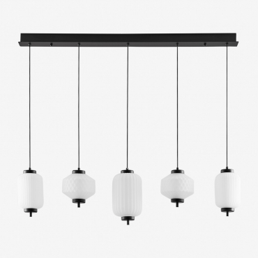 Led Ceiling Lamp In Iron And Glass With 5 Light Points Necsar Black - Sklum