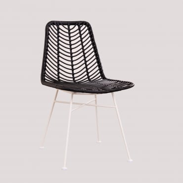Pack Of 2 Garden Chairs In Synthetic Rattan Gouda Colors Black & White - Sklum