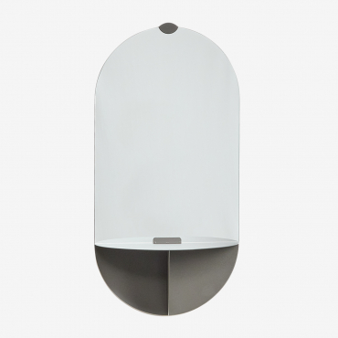 Nubino Wall Mirror With Shelf Granite Grey - Sklum