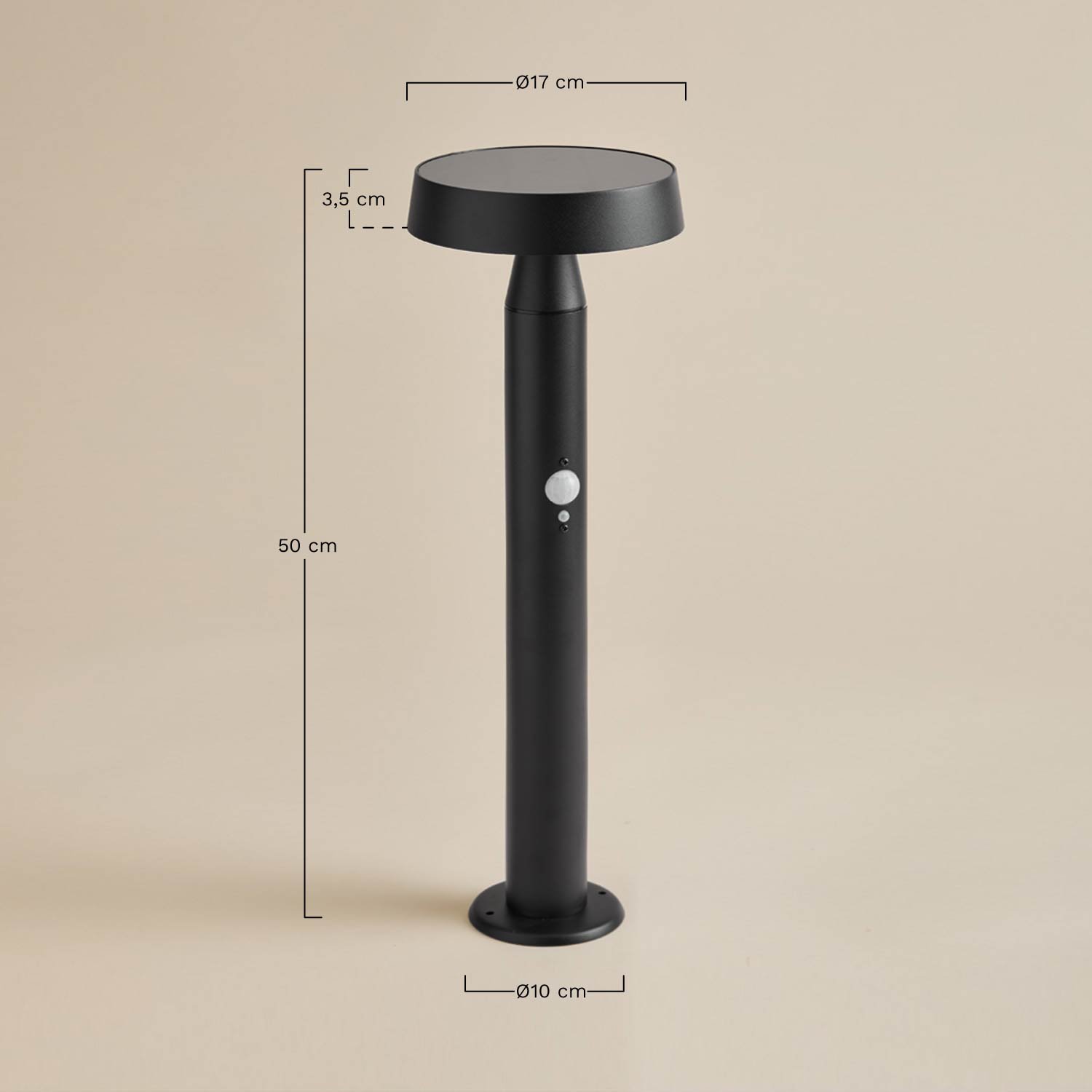 Bravissia stainless steel outdoor solar LED beacon, MEASURES