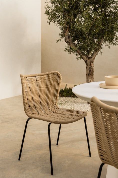 Keiller stackable garden chair in braided rope