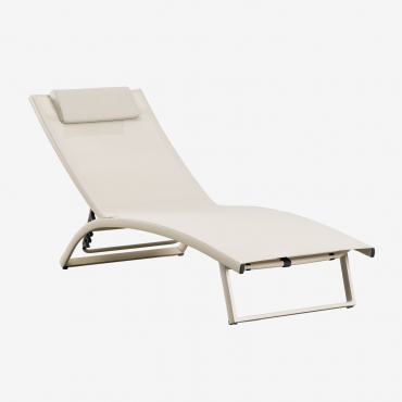 Reclining Aluminum Sun Lounger With Dulem Cushion Tapioca Beige - Sklum