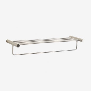 Wall-mounted Bathroom Towel Rack With Shelf In Stainless Steel Devon Grey Brass - Sklum