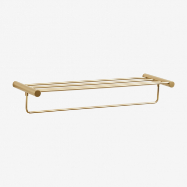 Wall-mounted Bathroom Towel Rack With Shelf In Stainless Steel Devon Golden - Sklum