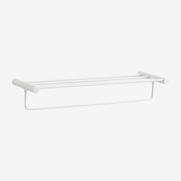 Wall-mounted Bathroom Towel Rack With Shelf In Stainless Steel Devon White - Sklum