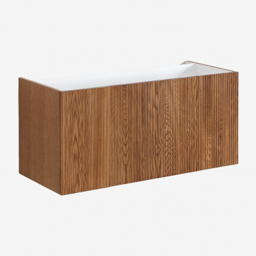 Suspended Wooden Bathroom Furniture Set With Integrated Sink Fiore Brown Ash & Mirrorless & Without Tap - Sklum