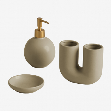 Siviara Stoneware Bathroom Set Agata Grey - Sklum