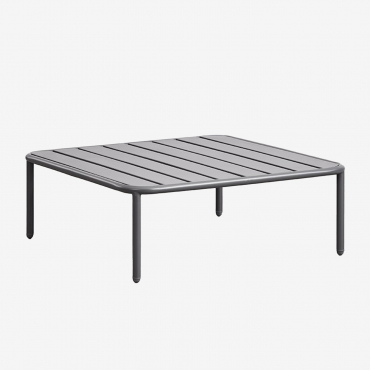 Square 90x90 Cm Garden Coffee Table In Roubly Steel Grey Graphite - Sklum
