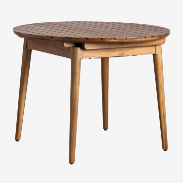 Round Dining Table 100-136x100 Cm Extendable In Tenay Acacia Wood Acacia Brown - Sklum