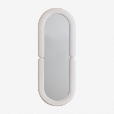 Oval Velvet Wall Mirror (60x160 Cm) Santes Off-white - Sklum