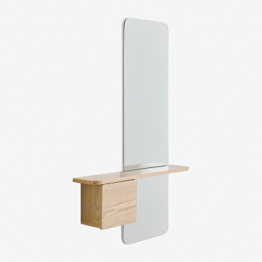Hallway 80x120 Cm In Mdf With Varna Mirror Natural - Sklum
