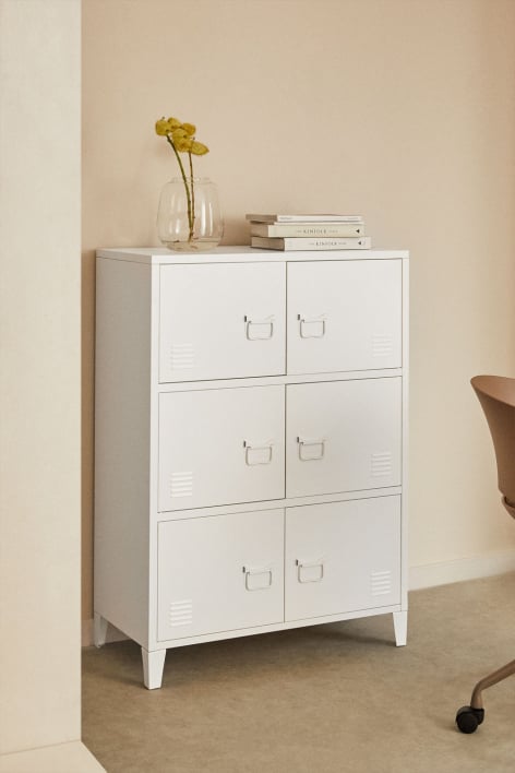 6-door locker drawer 80x40 cm in Pohpli steel - Gardenia White