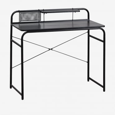 Sibila Steel And Wood Desk Black - Sklum