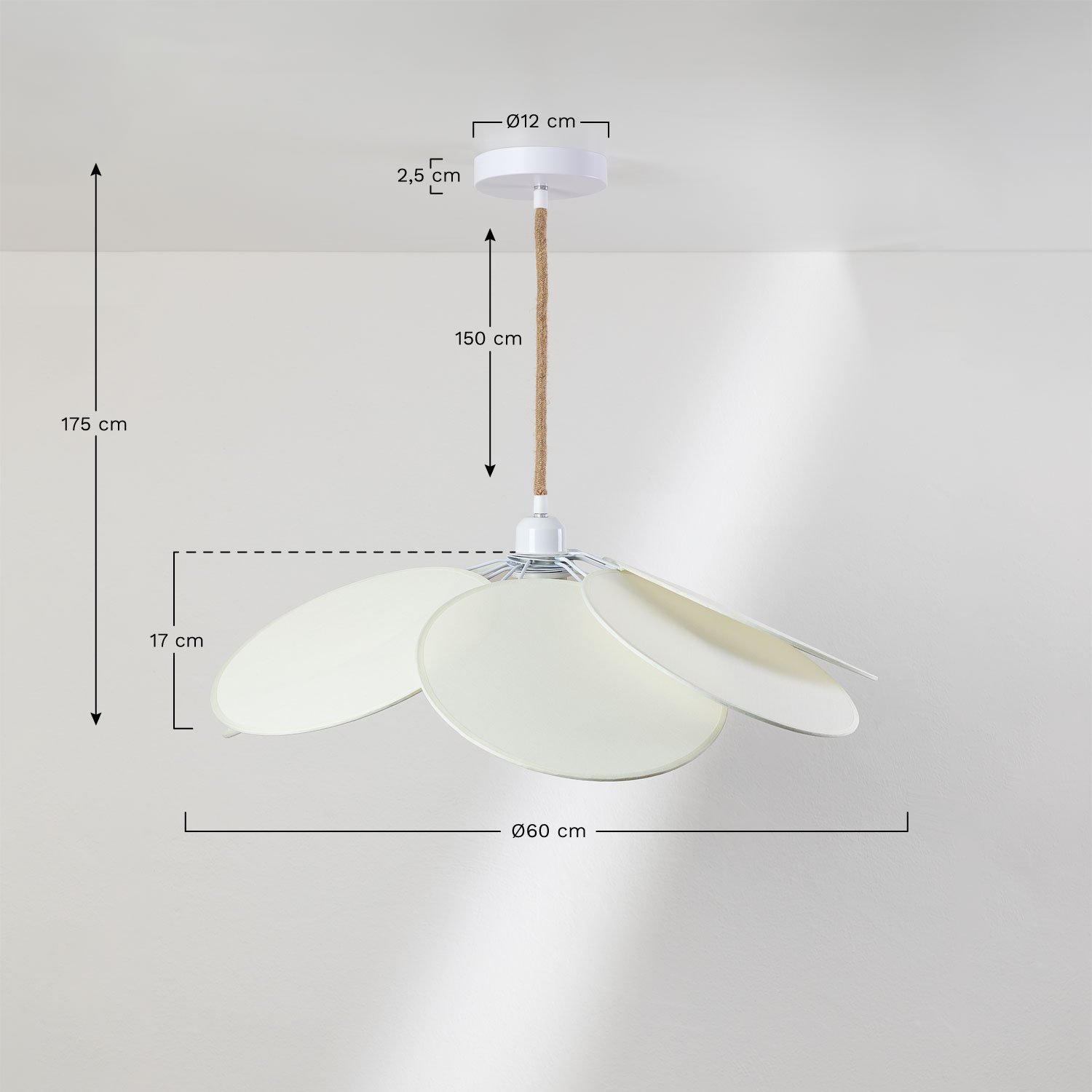 Okai Style cotton hanging ceiling lamp, MEASURES