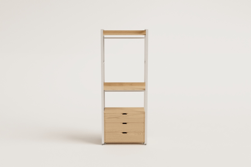 Open Wardrobe with Drawers in Steel and Wood Ariaster  