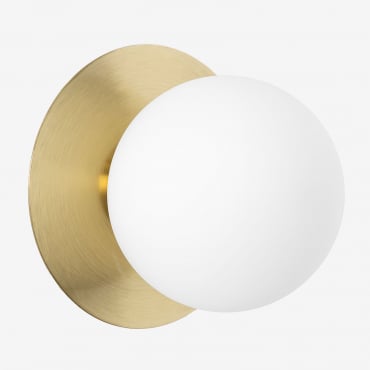 Anine Iron And Glass Bathroom Wall Light Golden & Ø15 Cm - Sklum