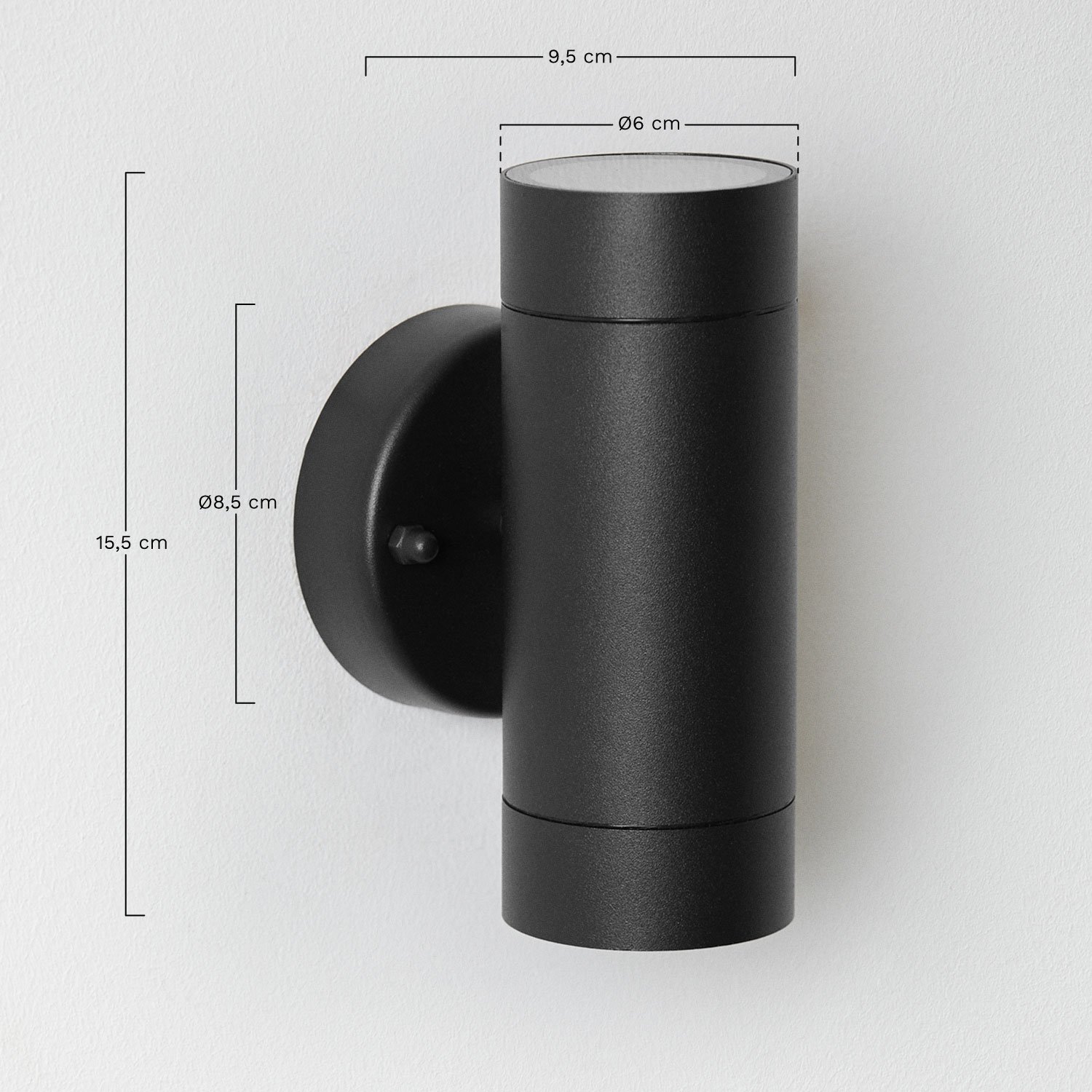 Jaxten outdoor wall light in aluminum with 2 light points, MEASURES