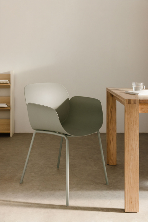 Lynette dining chair in polypropylene and steel - Bamboo Green