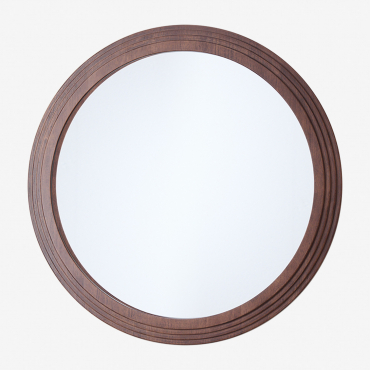Round Wall Mirror In Oak Wood (ø75 Cm) Ozande Dark Brown Wood - Sklum