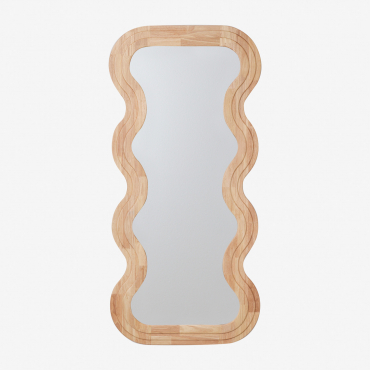 Oak Wood Wall Mirror 85x180 Cm Lierta Brown Oak - Sklum