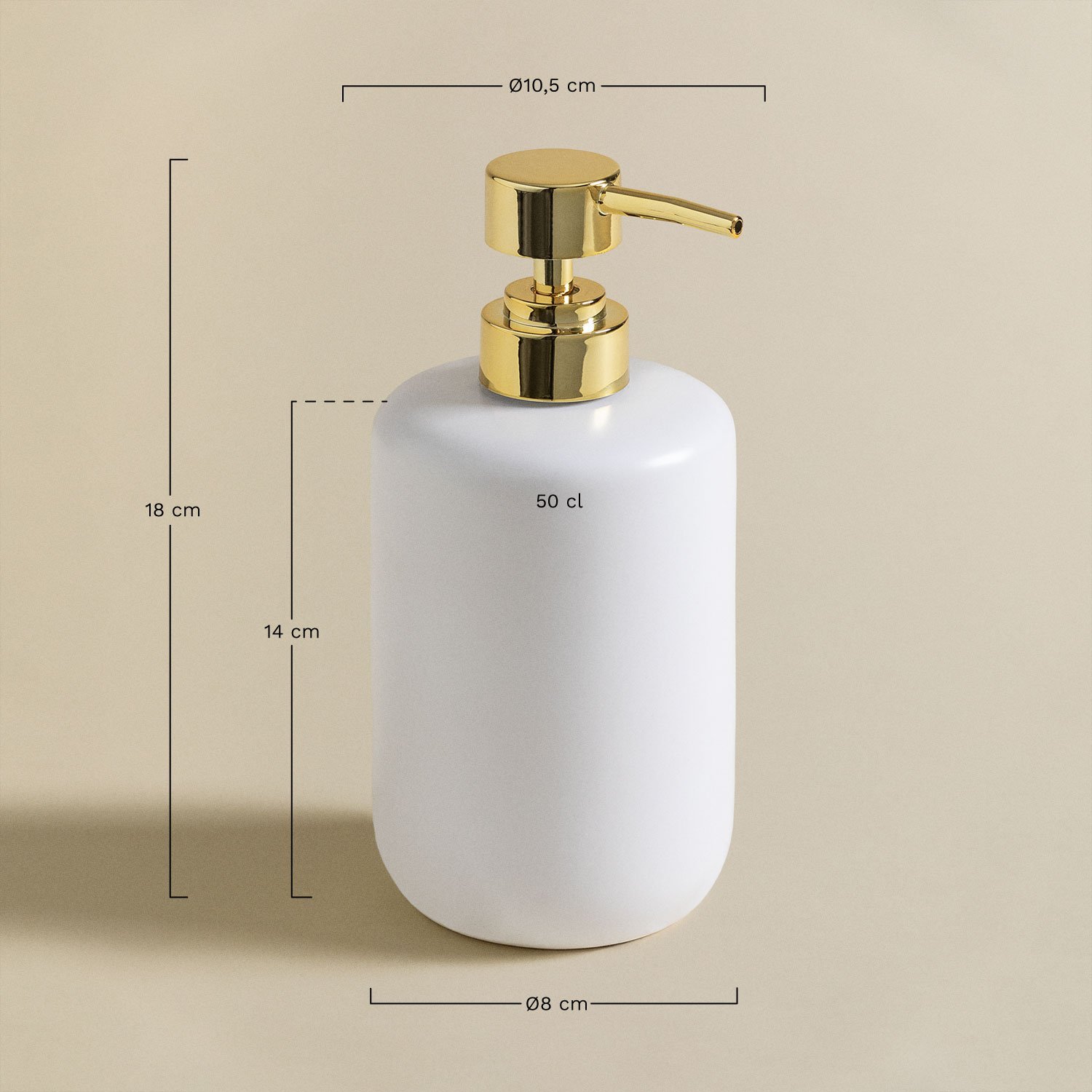 Pierk ceramic soap dispenser, MEASURES