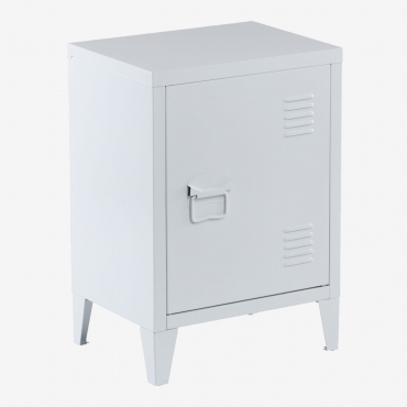 Pohpli Steel Locker Side Table Gardenia White - Sklum