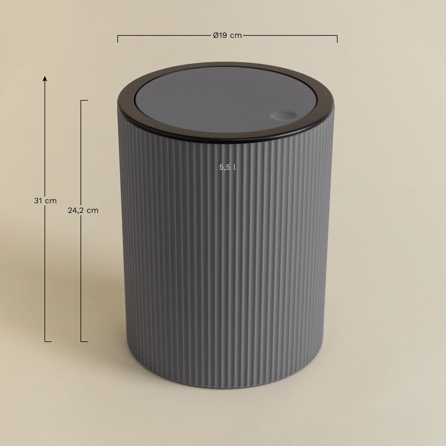 Preston Trash Can with Lid, MEASURES