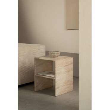 Galia travertine look cement side table - SKLUM