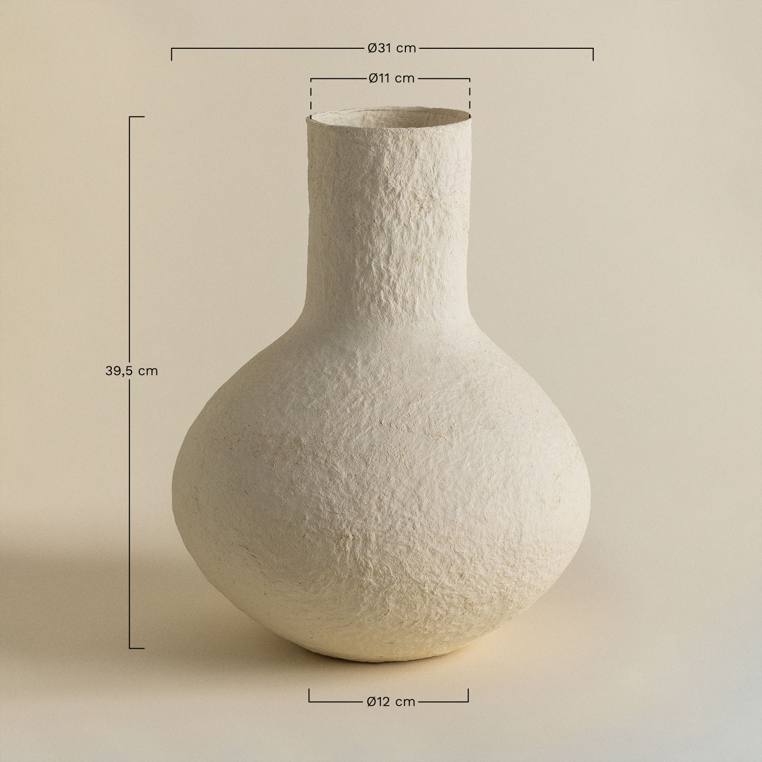 Arganil decorative papier-mâché vase, MEASURES