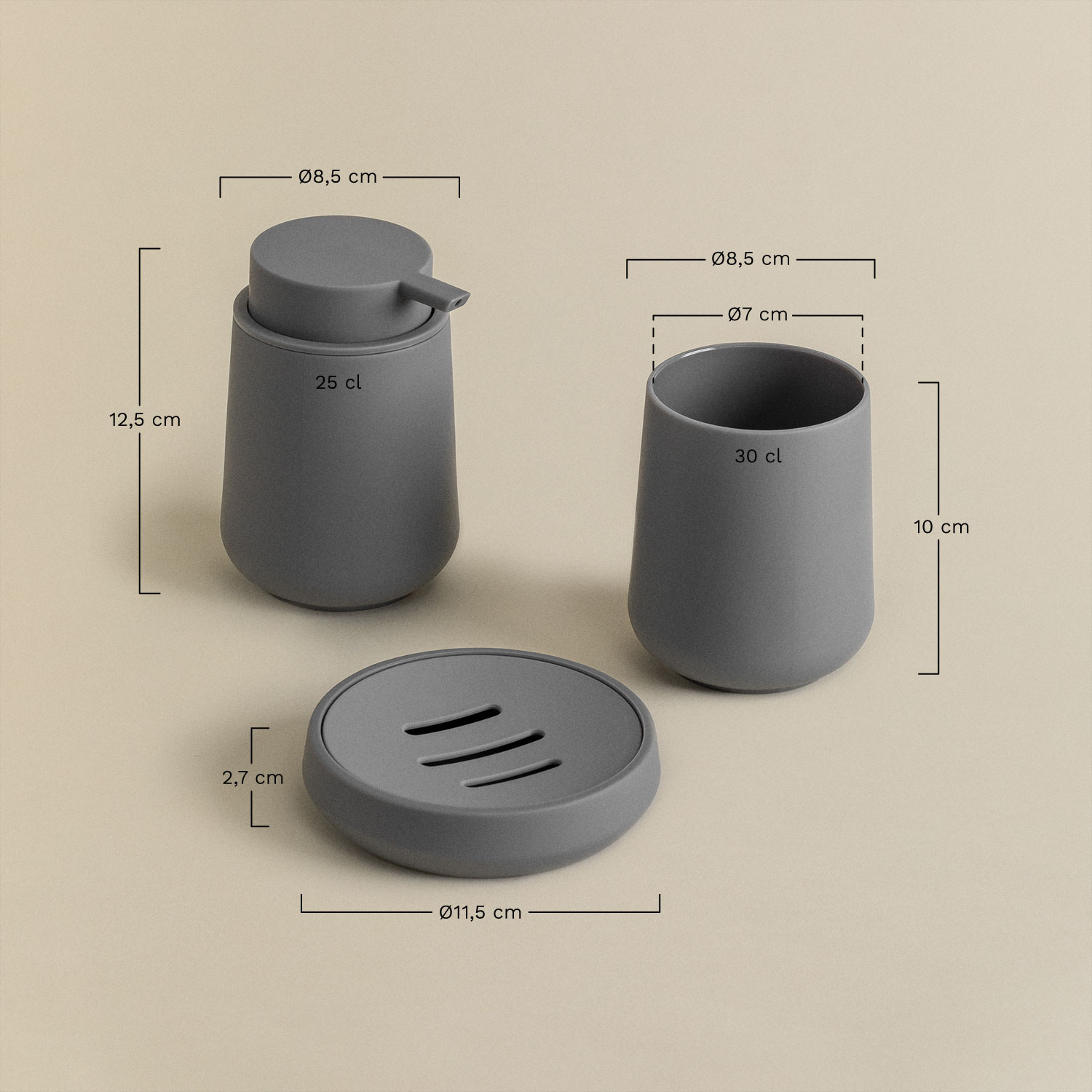 Garanis Bathroom Set, MEASURES