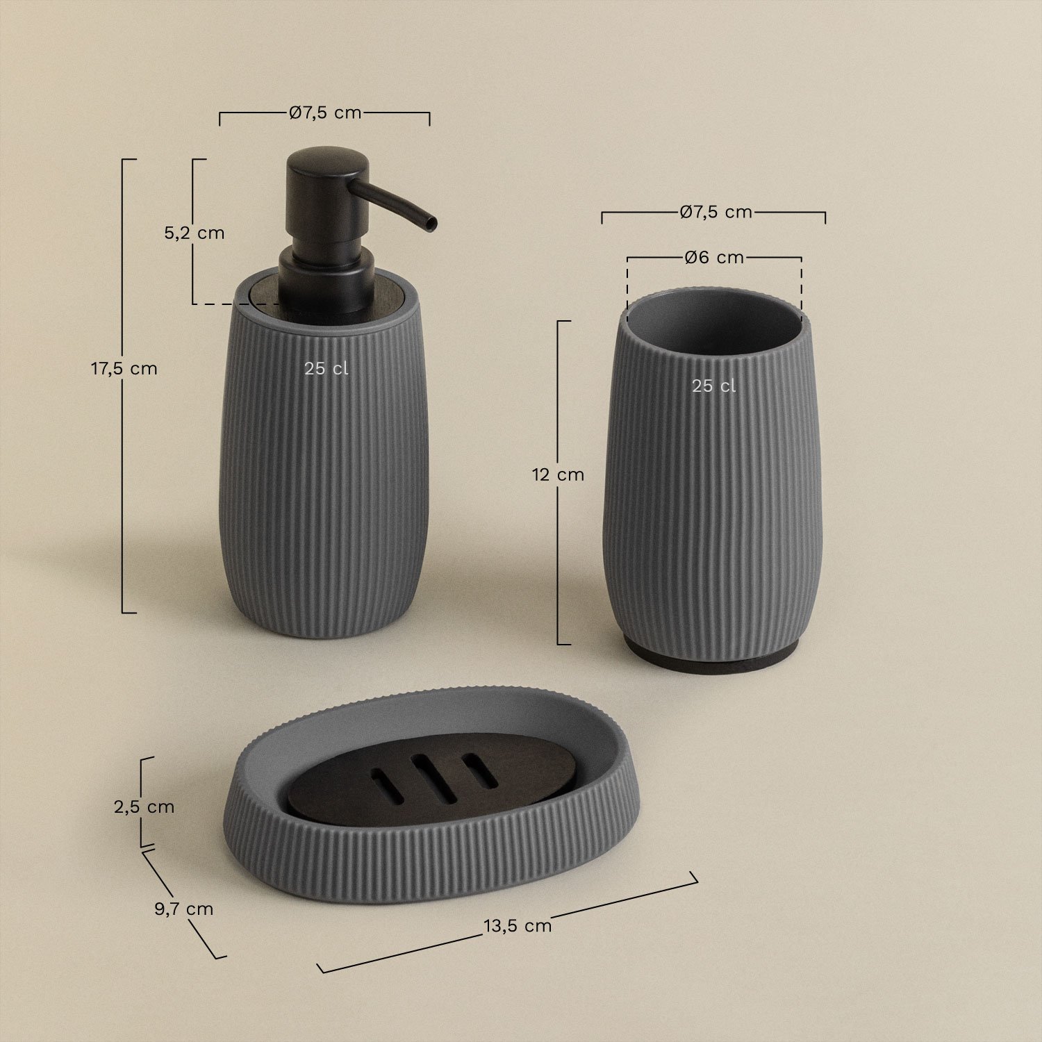 Preston Bathroom Set, MEASURES