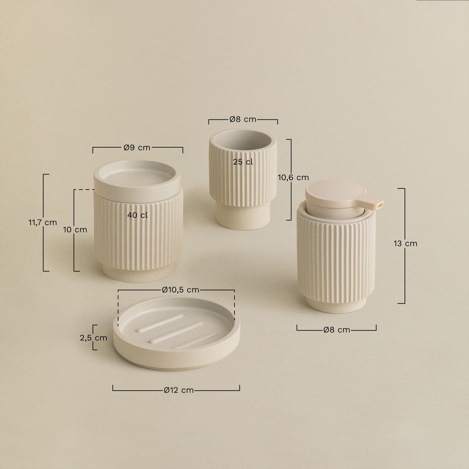 Yiriel bathroom set, MEASURES
