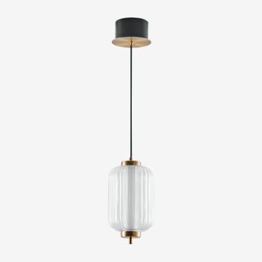 Led Hanging Ceiling Lamp In Iron With 1 Glass Globe Necsar Golden & B - Sklum