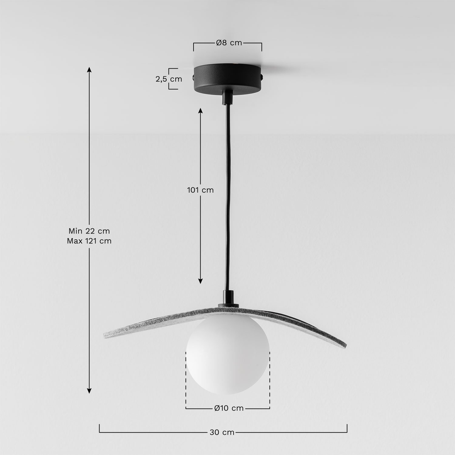 Tamiga ceiling lamp, MEASURES