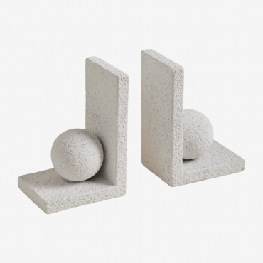 Set Of 2 Wobil Cement Bookends White - Sklum