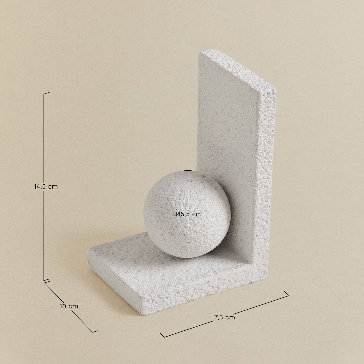 Set of 2 Wobil cement bookends, MEASURES