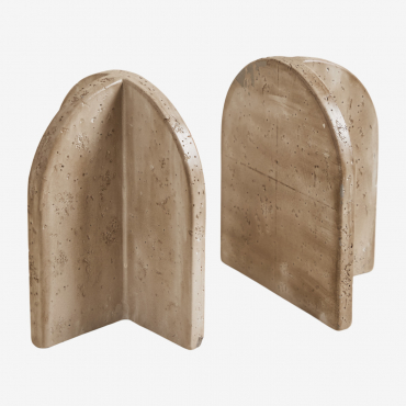 Set Of 2 Kirelo Cement Bookends Travertine - Sklum