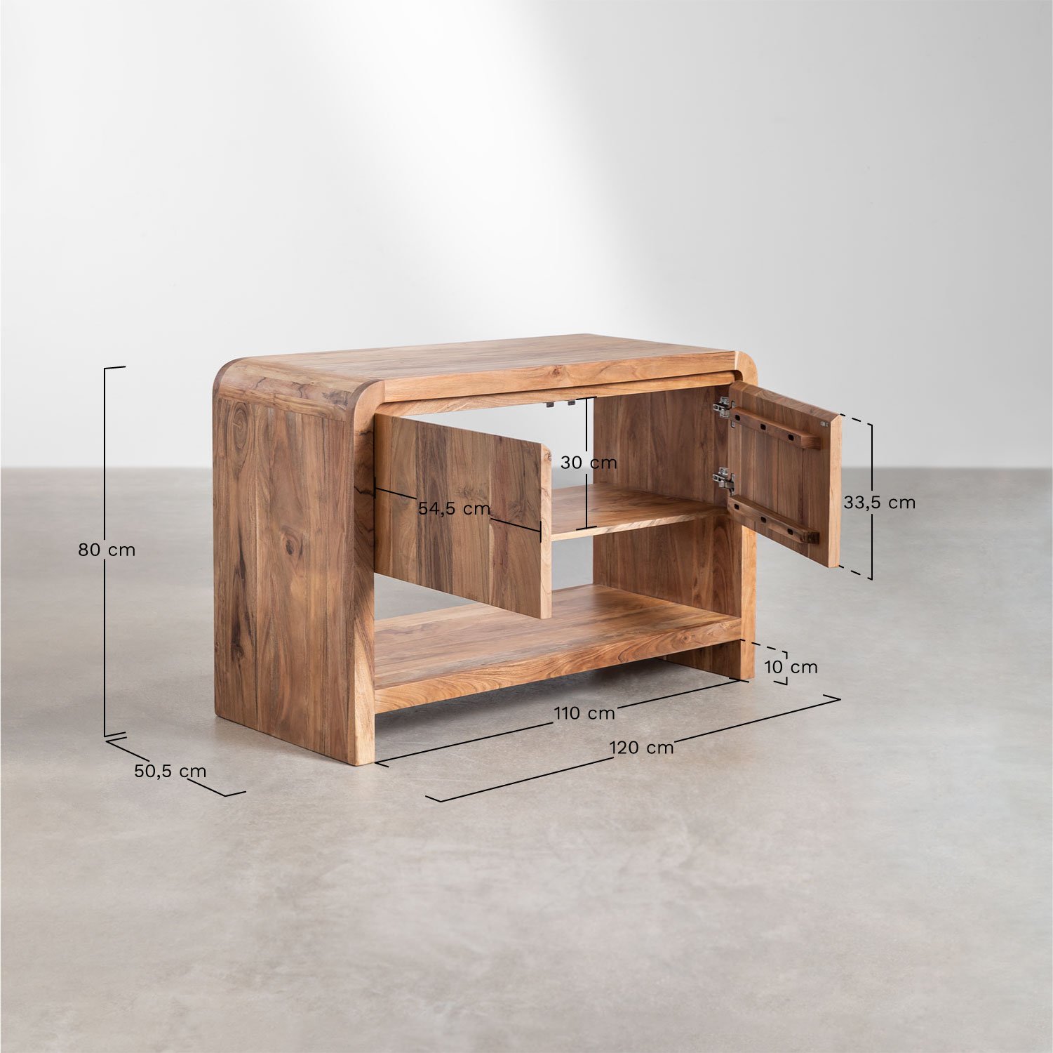 Vacry acacia wood bathroom furniture set, MEASURES