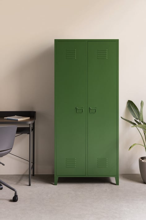 2-Door Locker Wardrobe 80x180 cm in pesto green Steel Pohpli - Pesto