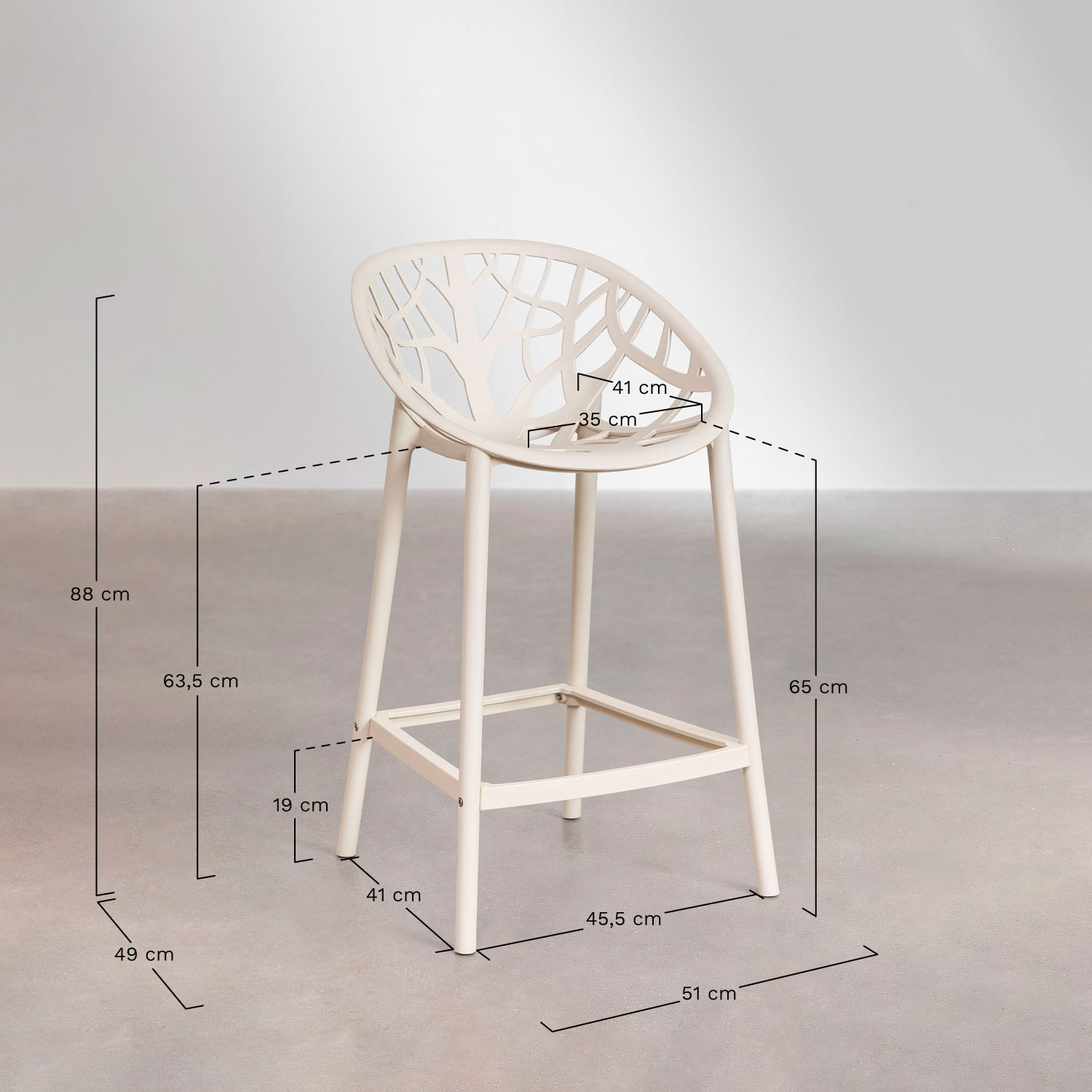 Pack of 4 Ores polypropylene high garden stools, MEASURES