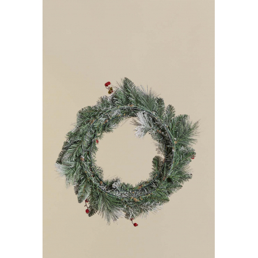 Gaela Christmas Wreath With Led Lights Ø60 Cm Warm White - Sklum
